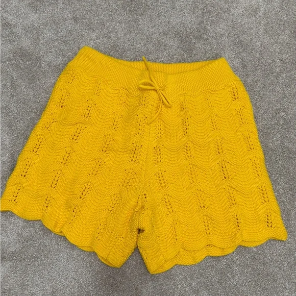 Casablanca Men’s Crochet Shorts in Sunny Yellow size Medium 100% Cotton NWOT